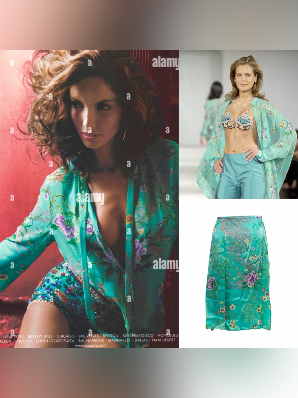 Escada Spring/Summer 2001 Silk Tropical Floral Skirt - As Seen On The Runway